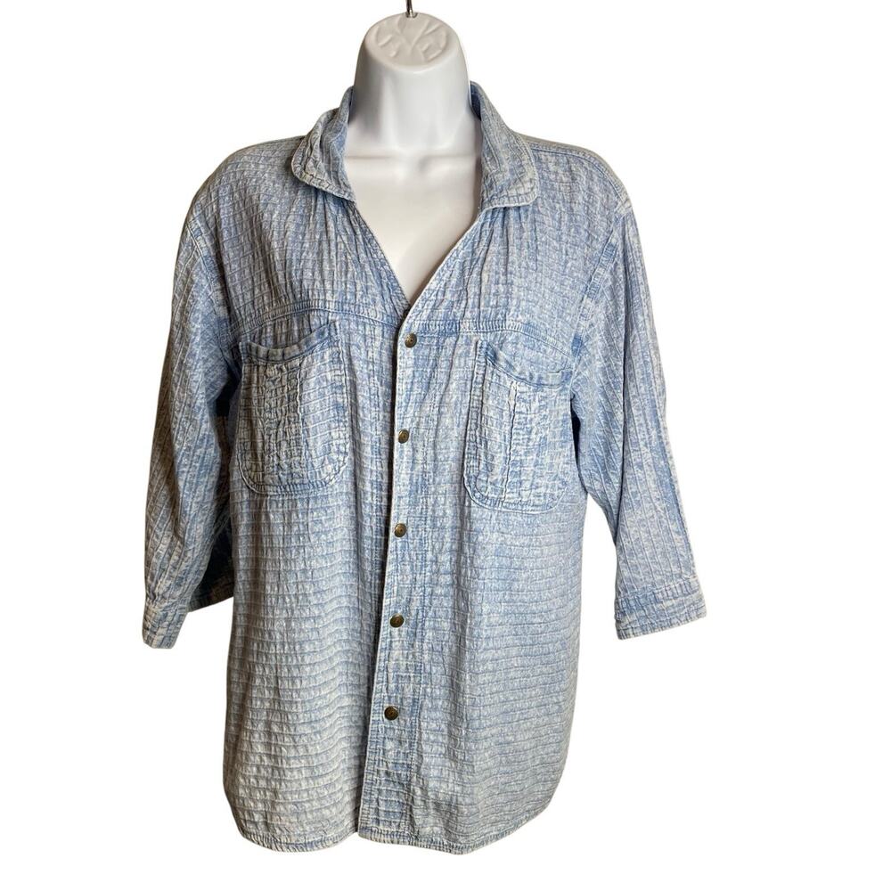 Vintage Ezze Wear Mirage Cotton Gauze Women's Button Up Shirt‎ Size S Oversized
